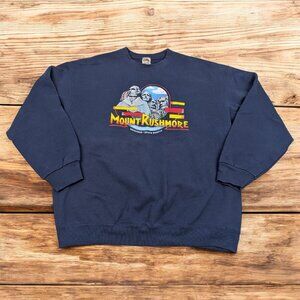 Vintage Mount Rushmore Sweatshirt Adult XL – Blue – Fruit of the Loom Tag‎ – 90s